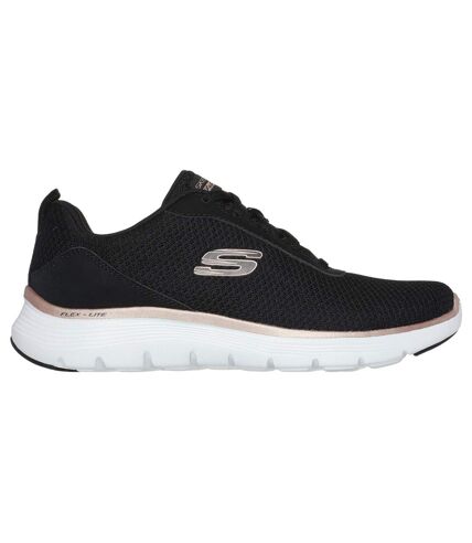 Womens/ladies flex appeal 5.0 uptake contrast trainers black/rose gold Skechers