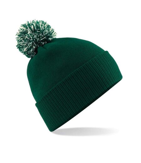 Adultes Bonnet Unisexe Snowstar Vert Bouteille Blanc Cassé Beechfield