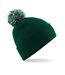 Adultes Bonnet Unisexe Snowstar Vert Bouteille Blanc Cassé Beechfield-2