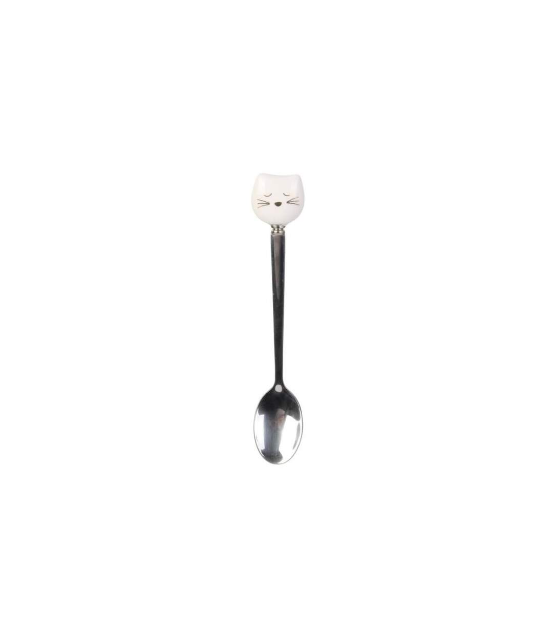Mug Déco avec Cuillère Chat 11cm Blanc-3
