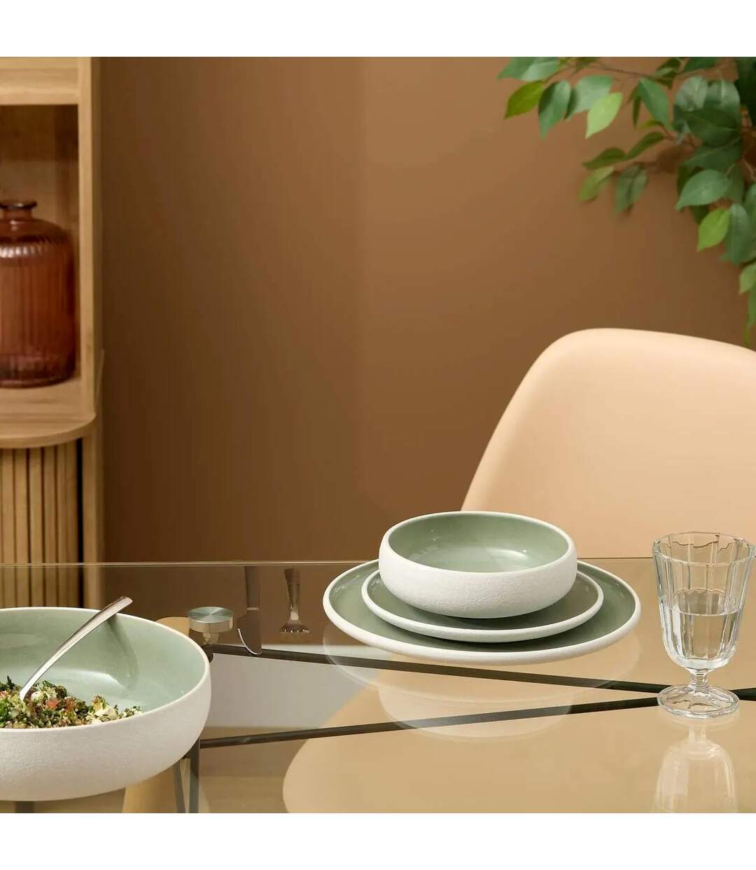 Lot de 6 Assiettes à Dessert Chiara 20cm Vert-3