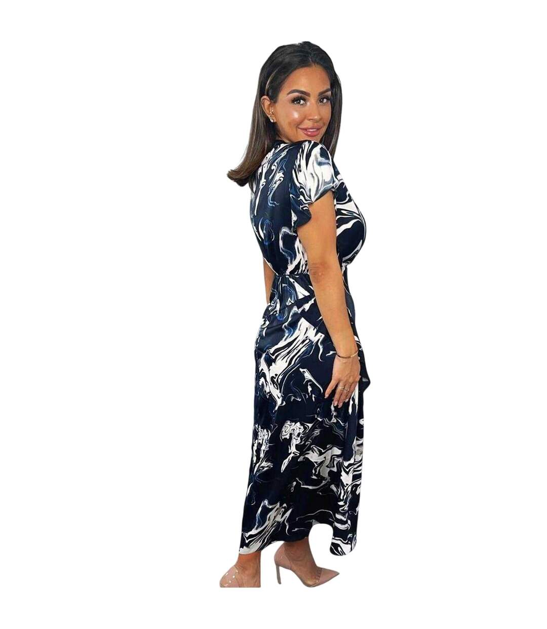 Robe Portefeuille Motif/style Marbré Femme Bleu Marine AX Paris-3