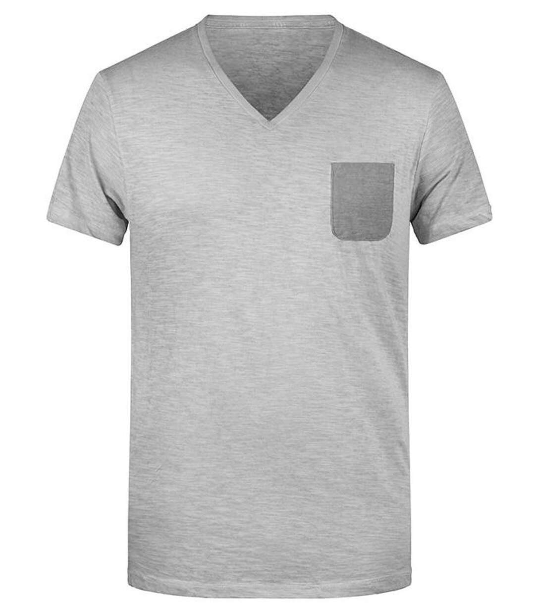 T-shirt bio col V - Homme - 8016 - gris clair-1