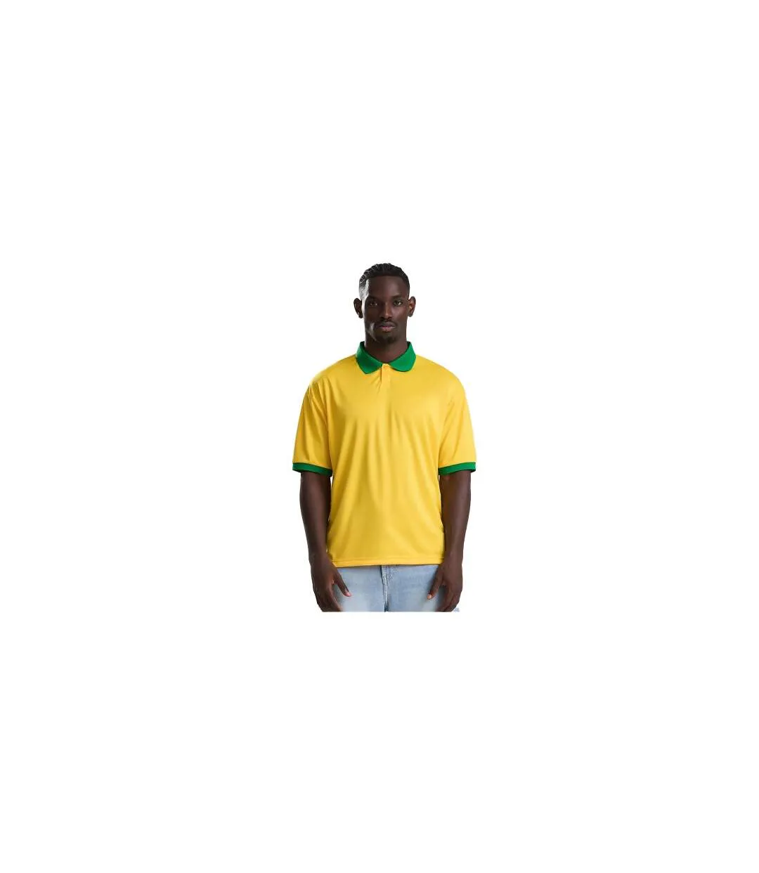 Maillot Motif/style Sport Awdis Retro Homme Jaune Vert Just Cool-1
