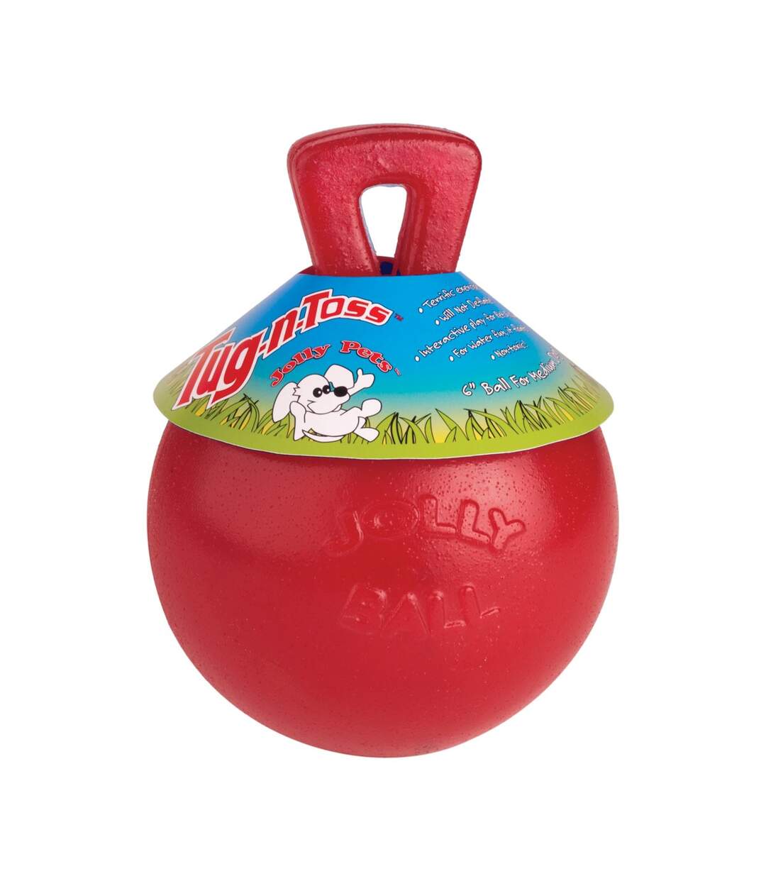 Jouet pour chiens tug-n-toss 6in rouge Jolly Pets