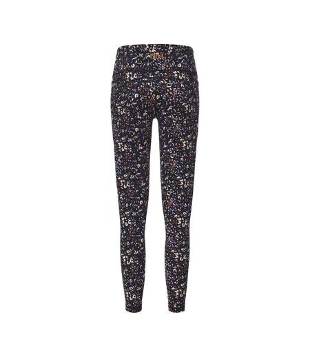 Womens/ladies Leopard Pattern Leggings Black Biba