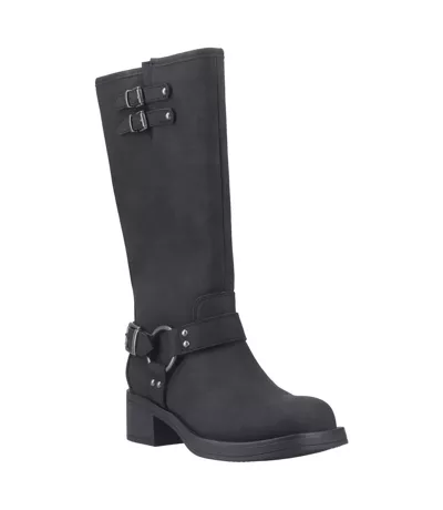 Womens/ladies Nash Tall Biker Boots Black Rocket Dog