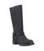 Womens/ladies Nash Tall Biker Boots Black Rocket Dog-1