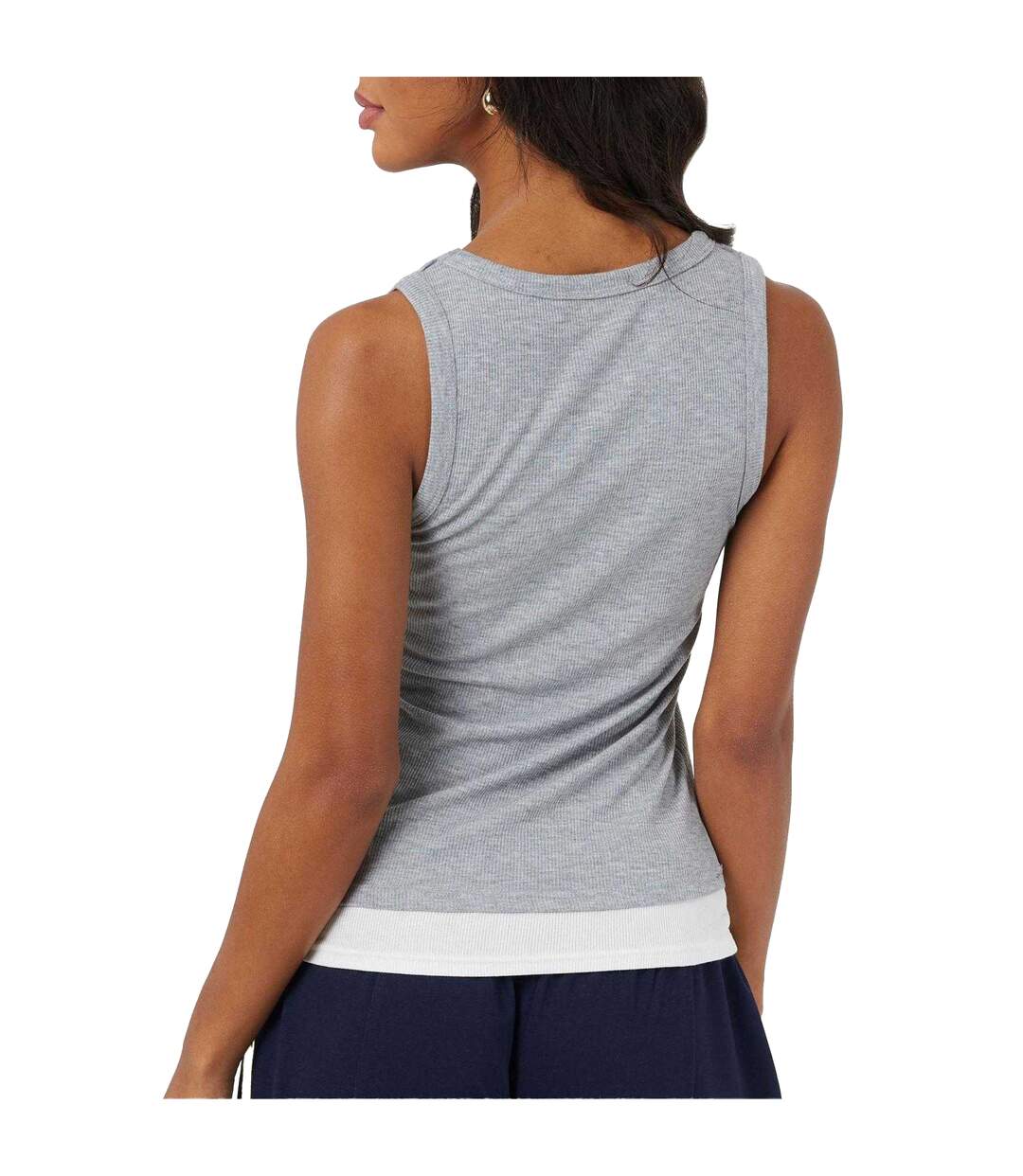 Débardeur Sans Manches Motif/style Superposé Femme Gris Blanc Brave Soul-3