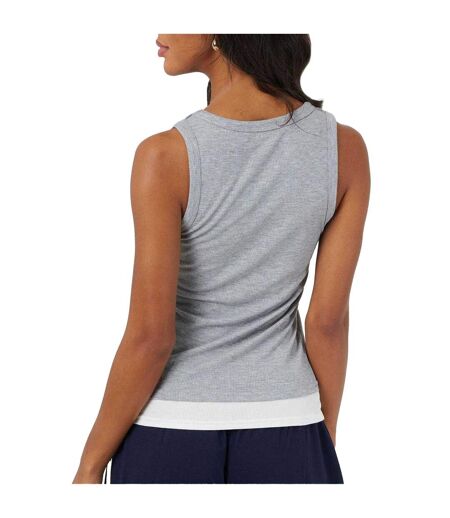 Débardeur Sans Manches Motif/style Superposé Femme Gris Blanc Brave Soul
