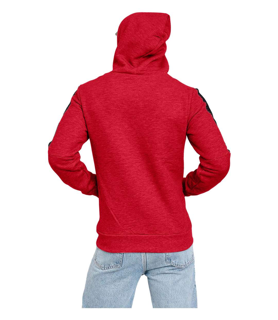 Sweat capuche  homme manches longues de couleur rouge