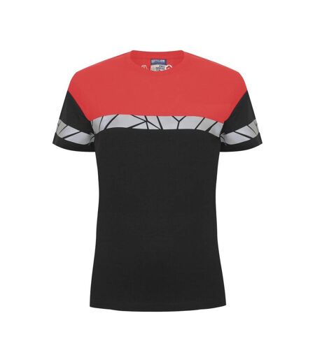 Womens/ladies Progression Hi-vis T-shirt Black Red Projob