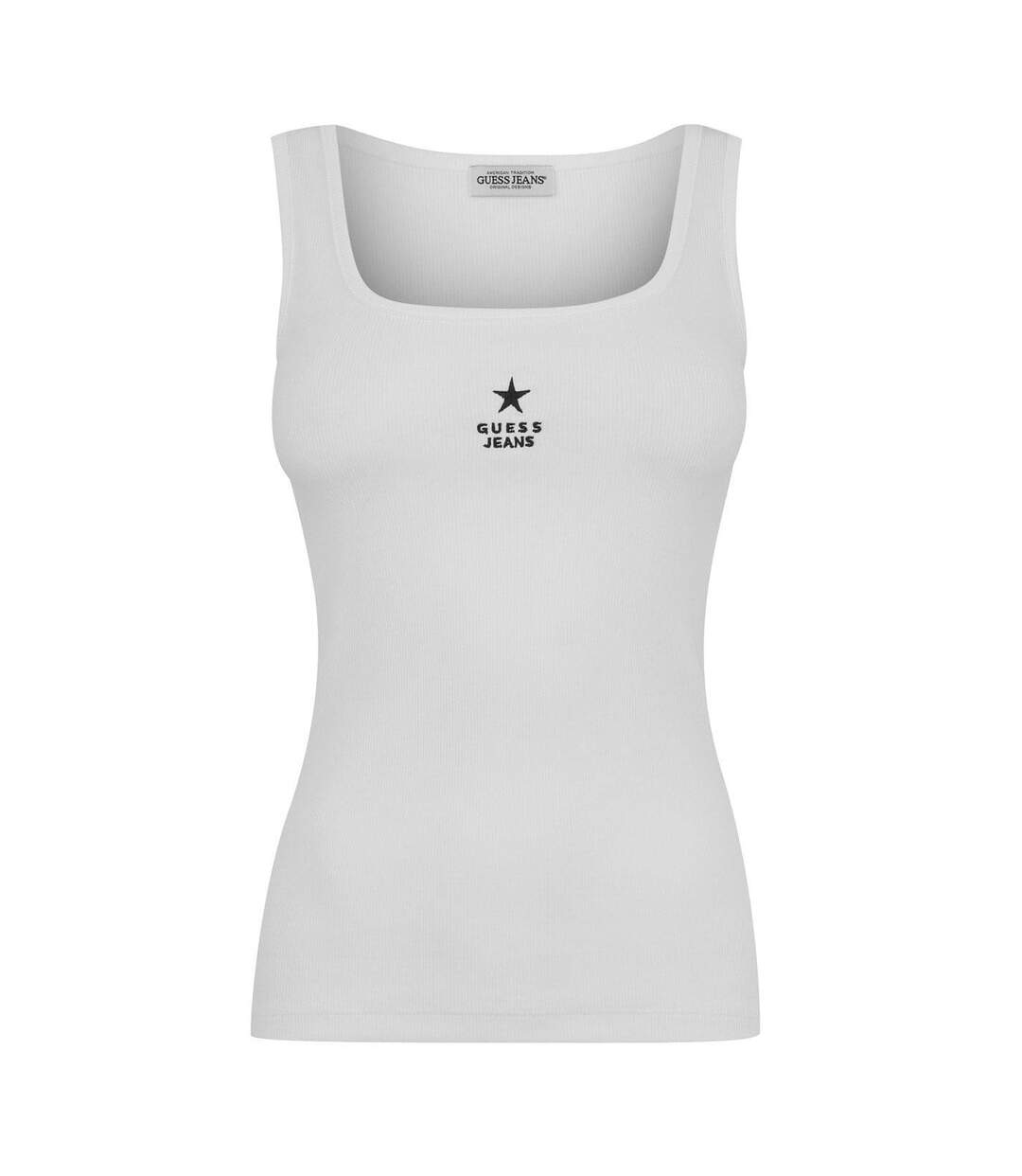 Womens/ladies Star Embroidered Tank Top Pure White Guess-2