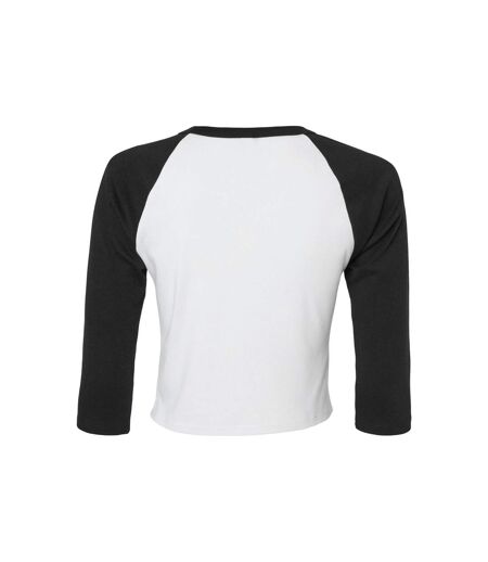 T-shirt Manches ¾ Femme Blanc Noir Bella + Canvas