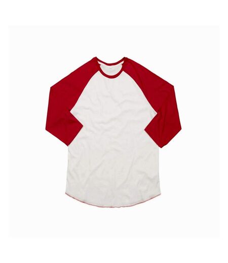 Superstar By Mantis Unisex Adult 3/4 Sleeve Baseball T-Shirt (Washed White/Warm Red)