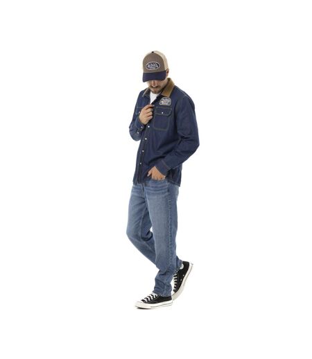 Chemise homme manches longues chambray et col velours et patch Fuel Vondutch