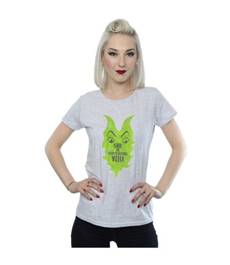 Disney - T-shirt THE DESCENDANTS MALEFICENT SHE IS WATCHING - Femme (Gris chiné) - UTBI17667