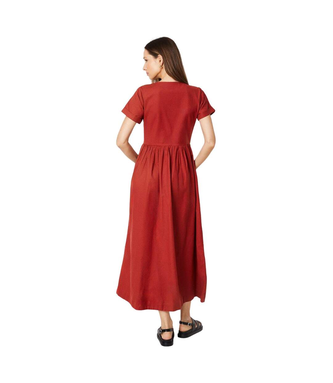 Robe chemisier mi-longue femme rouille Dorothy Perkins-2