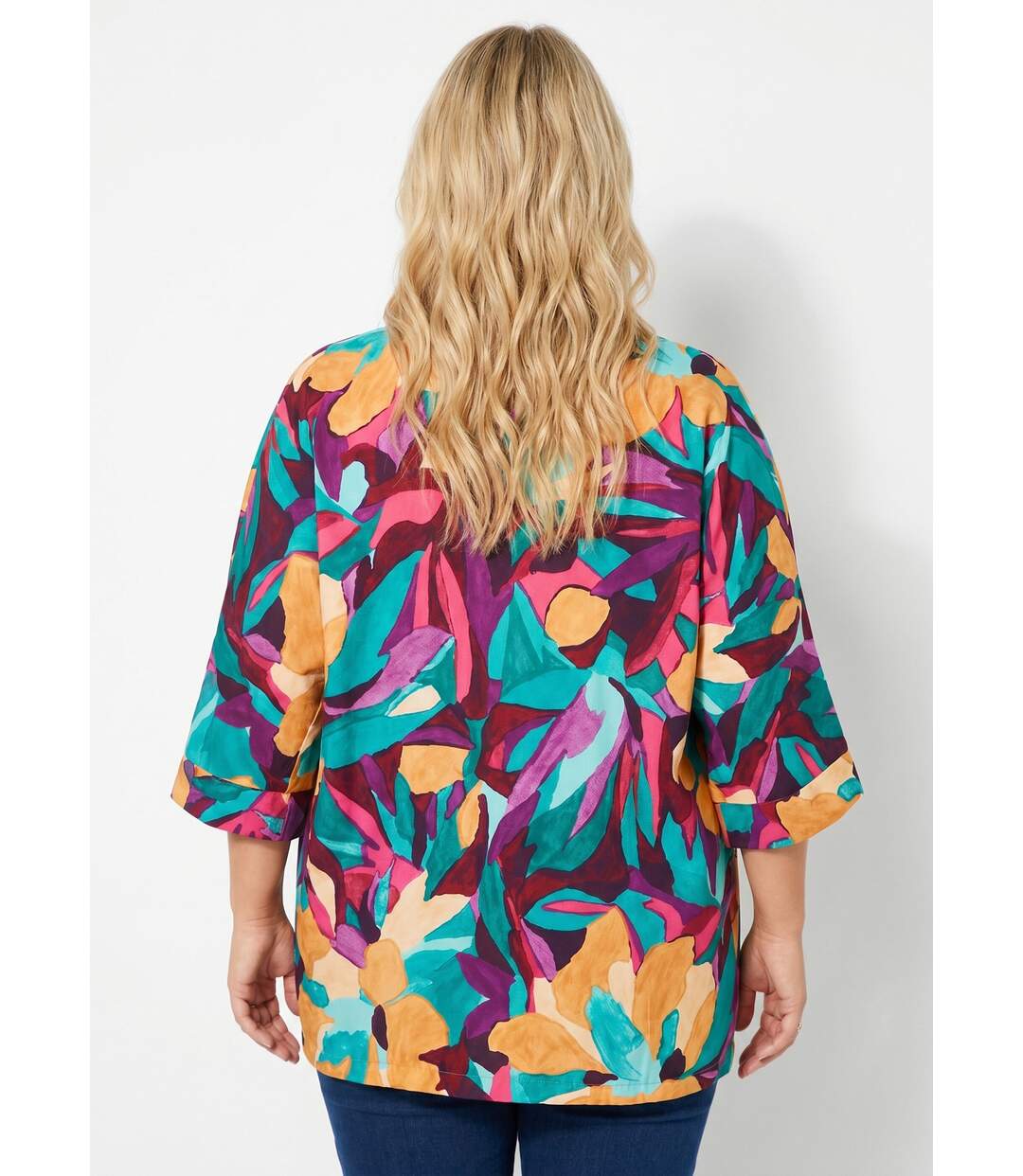 Veste longue ample motif floral-2