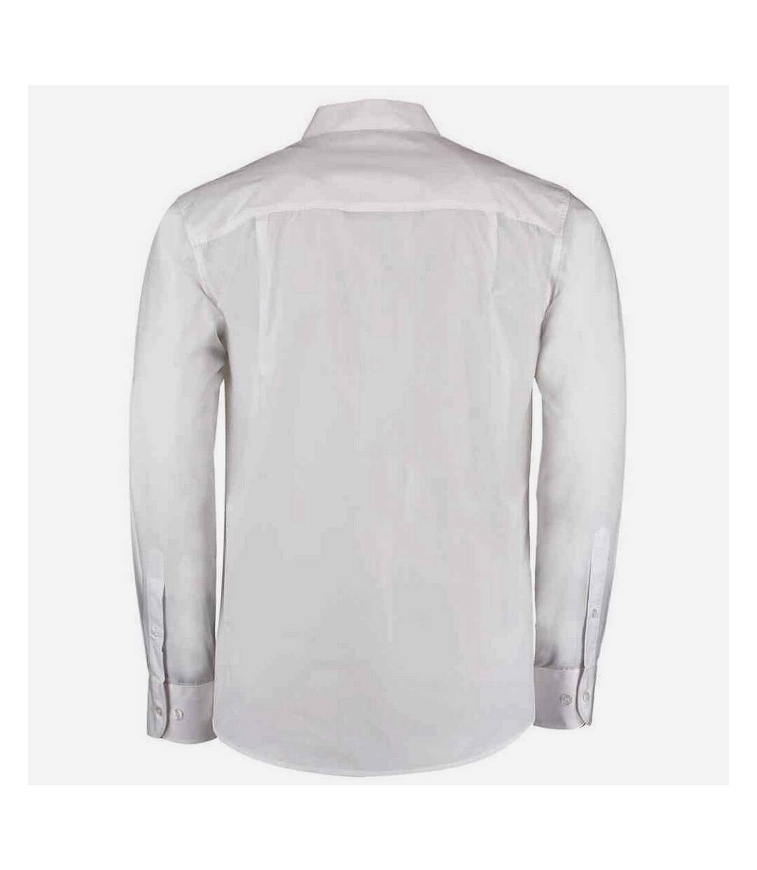 Mens mandarin collar long-sleeved shirt white Kustom Kit-2