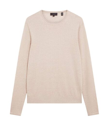 Mens Linen Blend Crew Neck Jumper Taupe Ted Baker