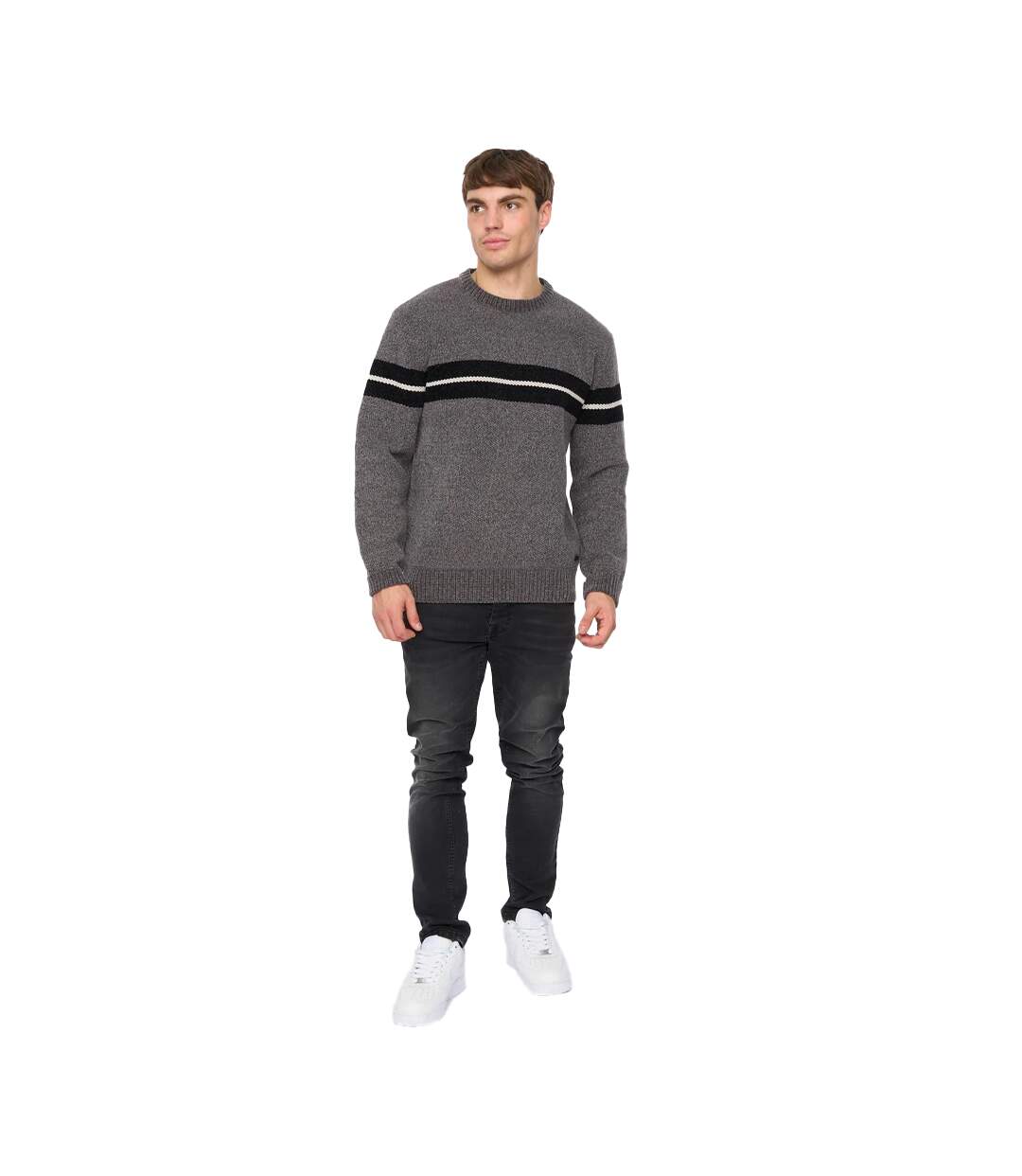 Pull Roundall Homme Gris Chiné Crosshatch-1