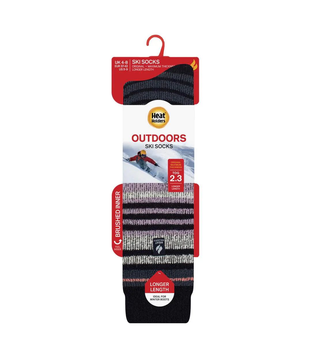 Chaussettes de ski thermiques à rayures pour femme-2