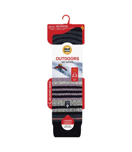 Chaussettes de ski thermiques à rayures pour femme
