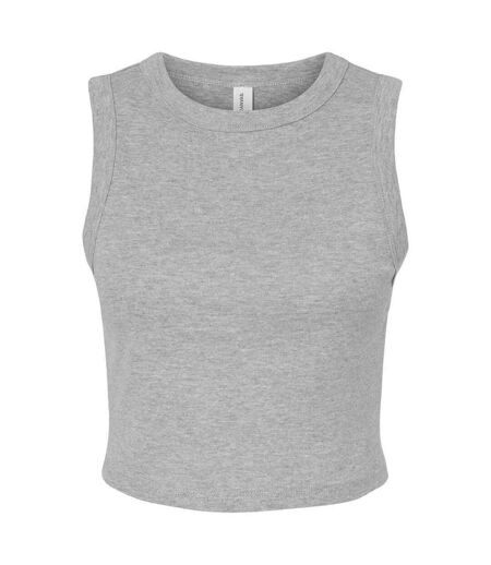 Womens/ladies Muscle Micro-rib Cropped Vest Top Athletic Heather Grey Bella + Canvas