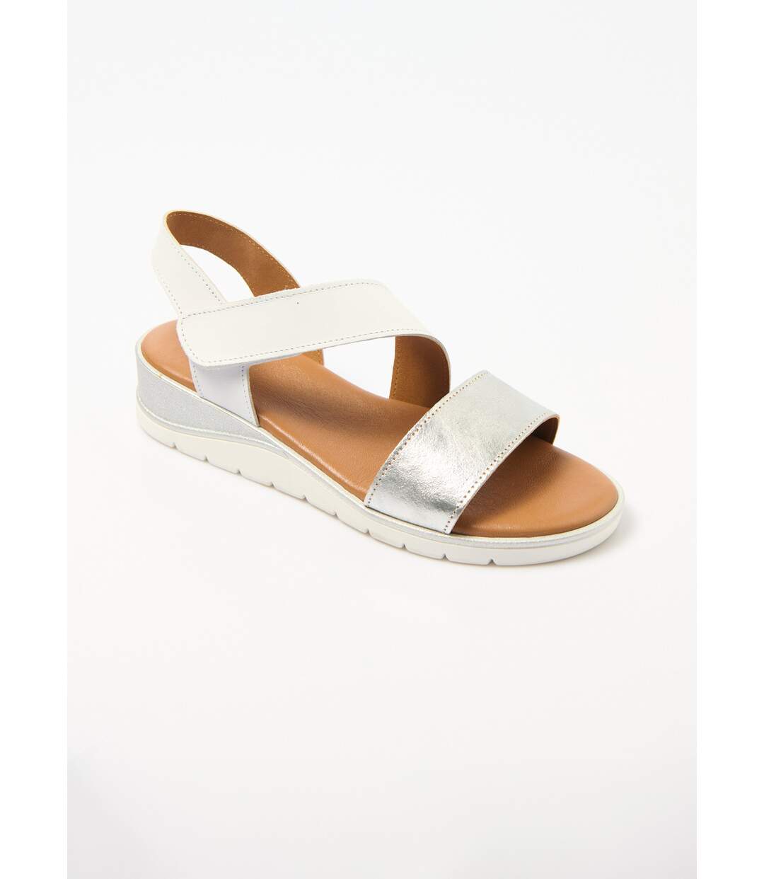 Sandales cuir grande largeur compensées scratchées-1