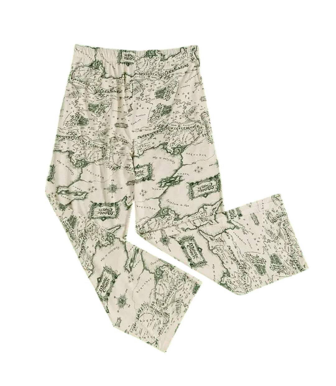 Unisex Adult Middle Earth Map Lounge Pants Oatmeal Marl The Lord Of The Rings-2
