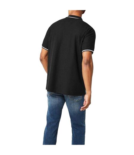 Polo Motif/style Rayure Contrastée Sur Bord Homme Noir Slazenger