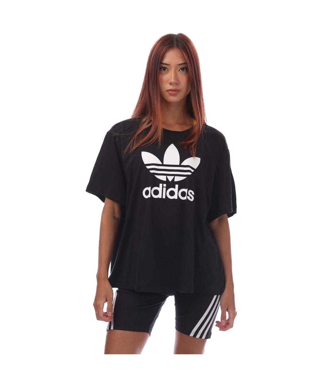 T-shirt Manches Courtes Motif/style Trèfle Femme Noir Adidas-2
