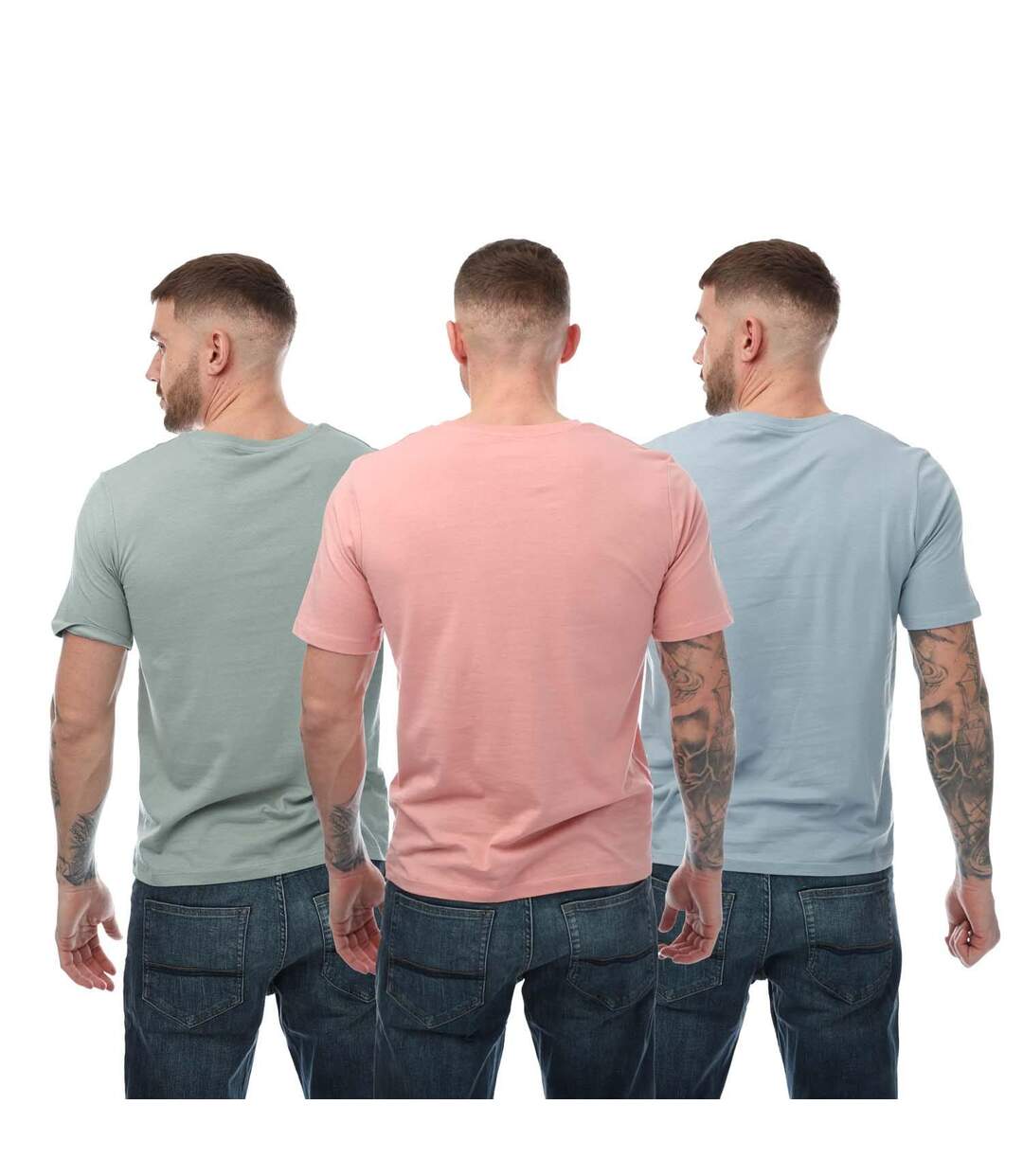T-shirts homme bleu / gris / saumon Jack And Jones-2