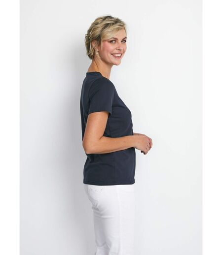 T-shirt col V ajouré brodé