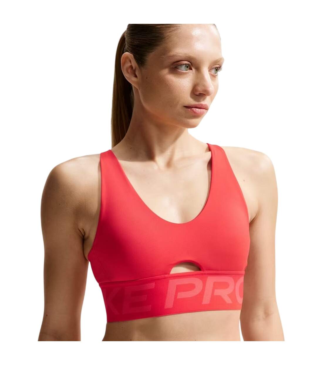 Womens/ladies Indy Plunge Sports Bra Crimson Red White Nike-2