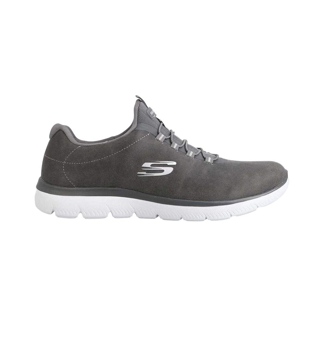 Womens/ladies Summits Itz Bazik Textile Trainers Charcoal Skechers-1