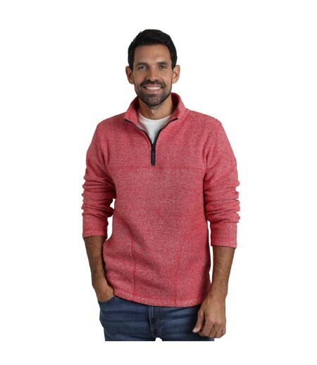 Mens Laramie Snow Marl Quarter Zip Fleece Tango Red Weird Fish