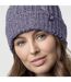 Ladies Cable Turnover Warm Thermal Beanie Hat-5