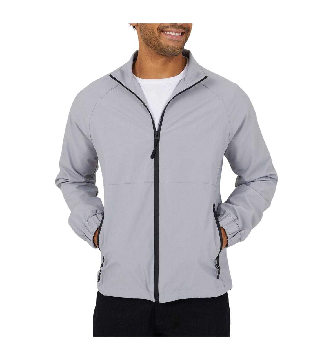 Mens Lightweight Funnel Neck Bomber Jacket Grey Brave Soul-1