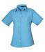Premier Short Sleeve Poplin Blouse/Plain Work Shirt (Turquoise) - UTRW1092