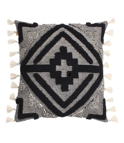 Kalai tufted tassel cushion cover 45cm x 45cm black Furn