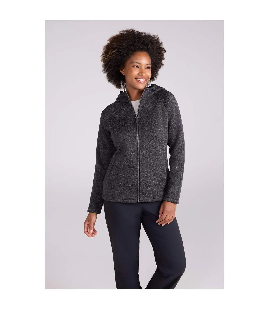 Womens/ladies Nevis Full Zip Hoodie Dark Grey Mountain Warehouse-1