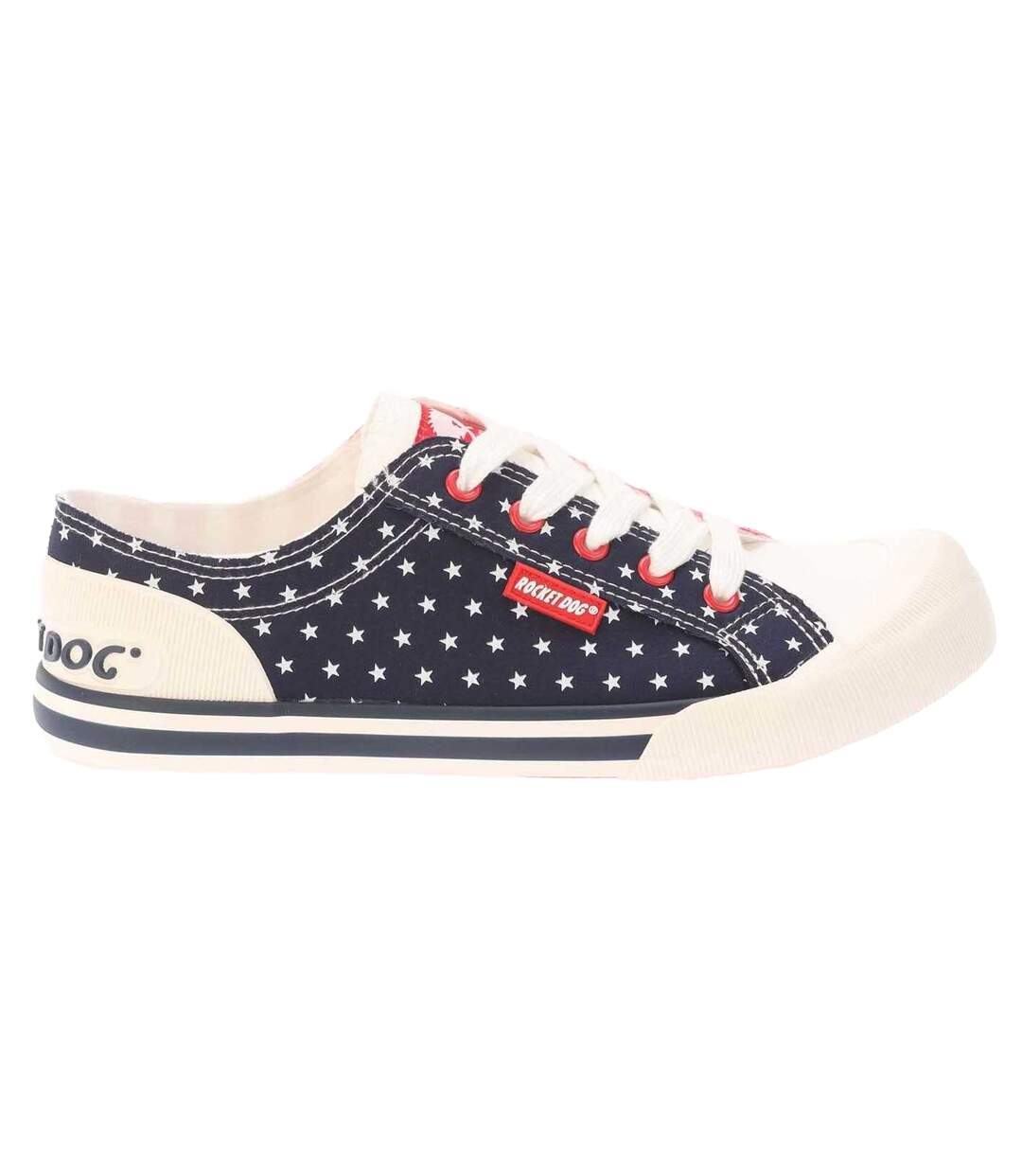 Womens/ladies Jazzin Spangle Banner Trainers Red Navy Rocket Dog-3