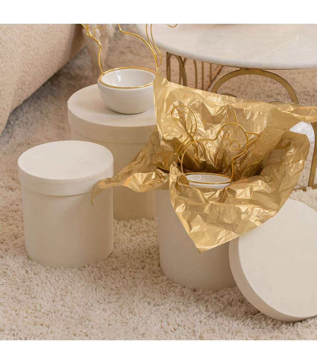 Lot de 3 Boîtes de Rangement Rondes Vaughn 27cm Blanc-4