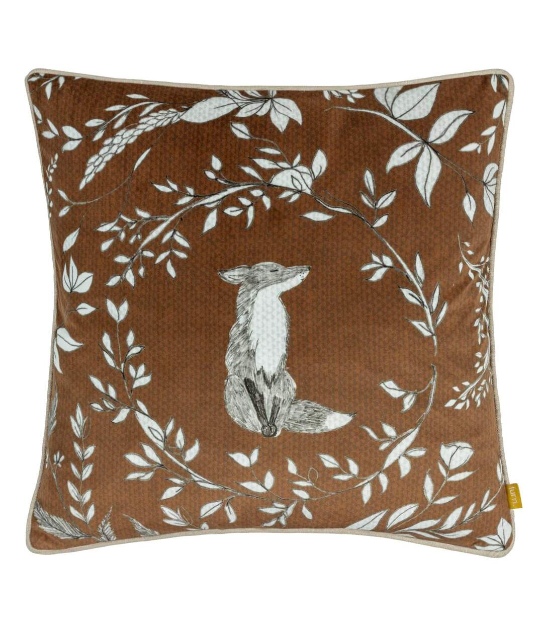 Buckthorn velvet fox cushion cover 43cm x 43cm amber Furn-1