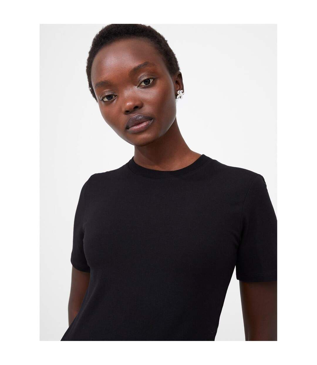 Womens/ladies Striped Crew Neck T-shirt Black French Connection-2