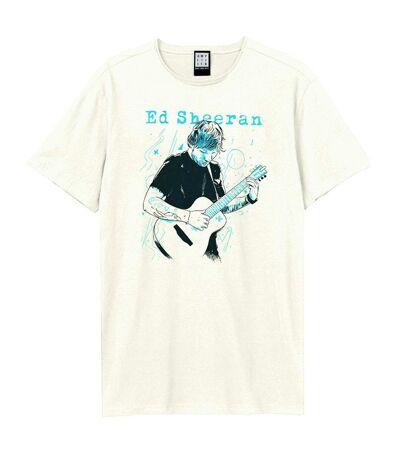 Unisex Adult Ed Sheeran Doodle T-shirt Vintage White Amplified