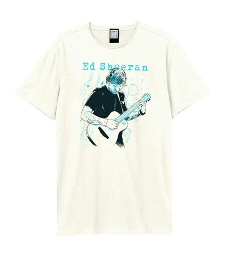 Unisex Adult Ed Sheeran Doodle T-shirt Vintage White Amplified