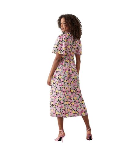 Womens/ladies floral flutter midi dress pink Dorothy Perkins